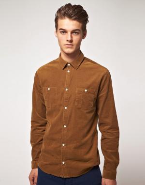 Вельветовая рубашка с двумя карманами Suit. Цвет: коричневый