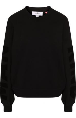 Хлопковый пуловер с круглым вырезом 7 For All Mankind. Цвет: черный