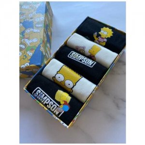 Комплект носков Simpson 5пар, набор женских симпсоны, подарочная коробка. Цвет: белый/черный