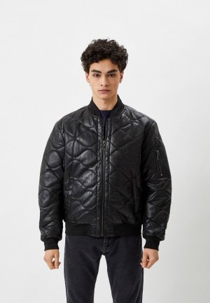 Куртка кожаная Calvin Klein. Цвет: черный