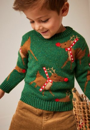 Вязаный свитер CHRISTMAS , цвет green reindeer Next
