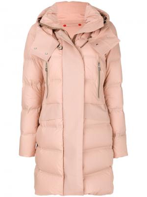 Пуховое пальто с капюшоном Peuterey. Цвет: розовый и фиолетовый