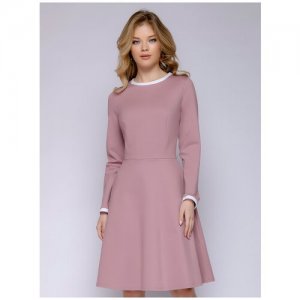 Платье розовое длины мини с длинными рукавами 1001dress. Цвет: розовый