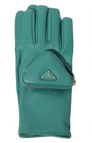 Кожаные перчатки Prada. Цвет: зелёный