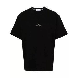 Футболка compass-print cotton t-shirt, черный Stone Island