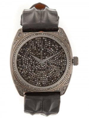Часы с бриллиантами DOM Christian Koban. Цвет: черный