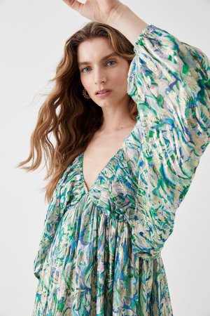 Мини-платье с кейпом цвета металлик Alexandra Farmer , синий Coast