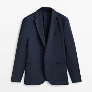 Блейзер 100% Linen Suit. темно-синий Massimo Dutti