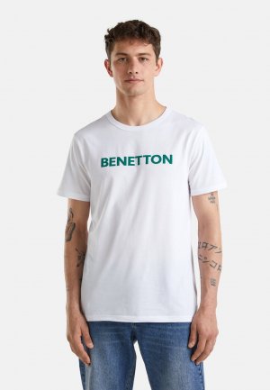 Футболка с принтом WITH LOGO United Colors of Benetton, цвет white Benetton