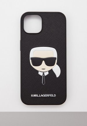 Чехол для iPhone Karl Lagerfeld 13, PU Saffiano Karls Head Hard Black. Цвет: черный