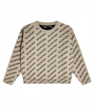 Вязаный свитер с логотипом , бежевый Balenciaga Kids