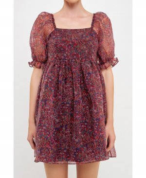 Женское пышное мини-платье с цветочным принтом endless rose