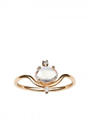 Золотое кольцо с лунным камнем и бриллиантами WWAKE. Цвет: белый