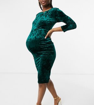 Бархатное облегающее платье зеленого цвета -Зеленый цвет Blume Maternity