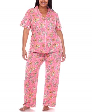 Плюс размер брюки с короткими рукавами тропический пижамный комплект, 2 предмета , мульти White Mark