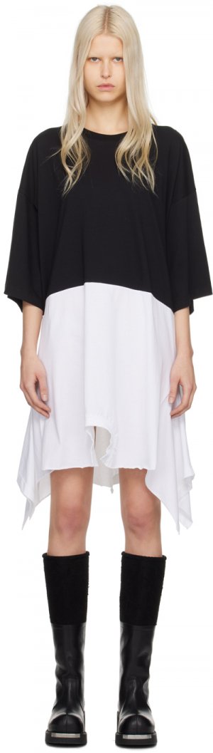 Черно-белое платье-миди с круглым вырезом Mm6 Maison Margiela