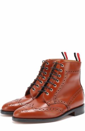 Кожаные ботинки с брогированием Thom Browne. Цвет: коричневый