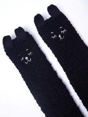 Махровые высокие носки с ушками zolla. Цвет: черный