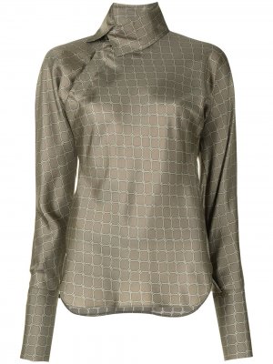 Рубашка Bias с геометричным принтом Shanghai Tang. Цвет: коричневый