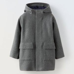 Детское пальто Zara Hooded Wool, серый