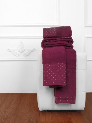 Махровое полотенце Горошки, 50*90 см, в подарочной коробке Тет-а-Тет. Цвет: бордовый