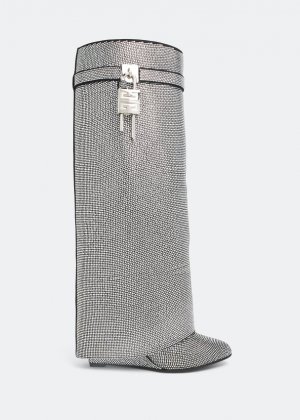 Ботинки GIVENCHY Shark Lock pant boots, серебряный