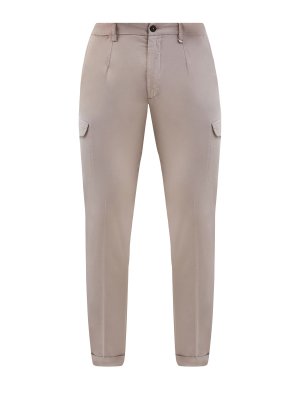 Хлопковые брюки-чинос с накладными карманами и вытачками CANALI. Цвет: бежевый