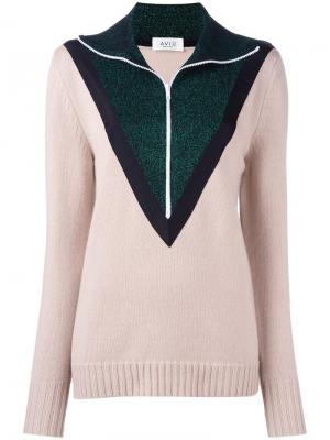 Пуловер на молнии дизайна колор-блок Aviù. Цвет: телесный