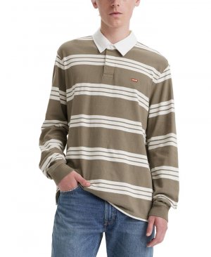 Мужская рубашка для регби классического кроя в полоску с длинным рукавом Levi's, цвет Hemlock Stripe Smokey Olive Levi's