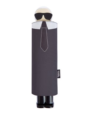 Зонт с фирменным принтом K/Ikonik в технике аппликации KARL LAGERFELD. Цвет: черный