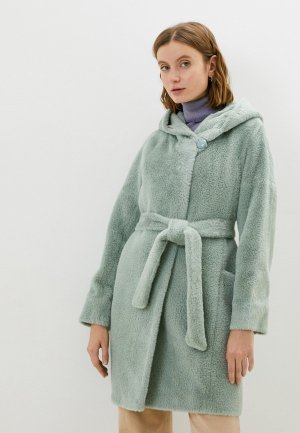 Пальто меховое Meltem Collection. Цвет: зеленый