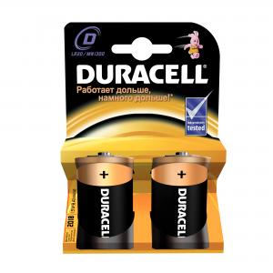 Батарейки щелочные Basic D/LR20, 2 шт. Duracell. Цвет: черный