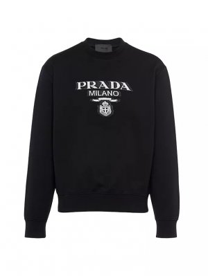 Толстовка оверсайз из хлопкового джерси с логотипом , черный Prada
