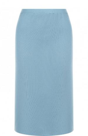 Однотонная юбка-миди из смеси шелка и кашемира Tse. Цвет: голубой
