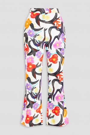 Расклешенные брюки из смесового хлопка с принтом, белый Stella Jean