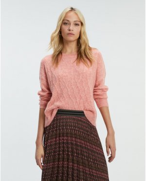 Женский плетеный свитер с круглым вырезом , розовый Paz Torras. Цвет: розовый