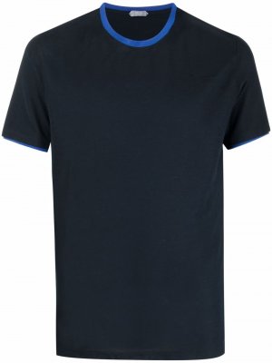 Contrast-trim cotton T-shirt Zanone. Цвет: синий