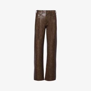 Прямые брюки Sloane со средней посадкой из переработанной кожи Agolde, коричневый AGOLDE