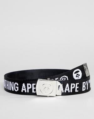 Черный ремень AAPE By A Bathing Ape. Цвет: черный