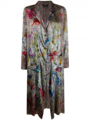Пальто с цветочным принтом Avant Toi. Цвет: серый