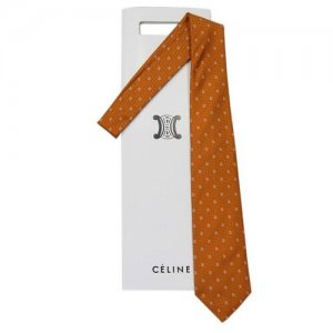Стильный оранжевый галстук с логотипами 70138 Celine. Цвет: оранжевый