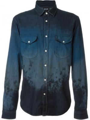 Джинсовая рубашка с градиентным узором Just Cavalli. Цвет: синий