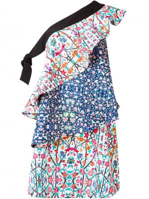 Многоярусное платье с цветочным узором Miahatami. Цвет: белый