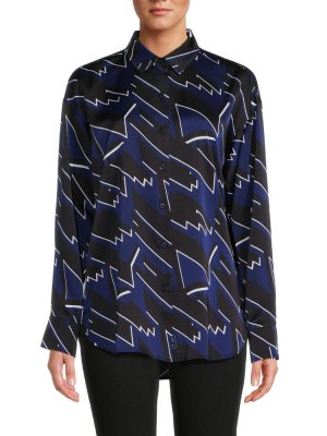 Блузка с геометрическим логотипом , цвет French Blue Karl Lagerfeld Paris
