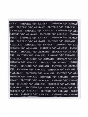 Одеяло в рубчик с логотипом Emporio Armani Kids. Цвет: синий