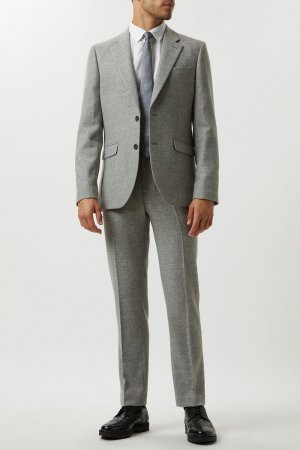 Светло-серый твидовый пиджак приталенного кроя с штриховкой , серый Burton