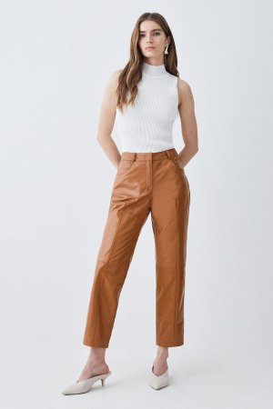 Кожаные узкие брюки с 5 карманами , бежевый Karen Millen