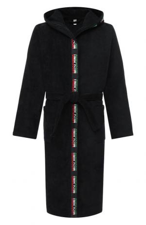 Хлопковый халат с поясом Moschino. Цвет: черный