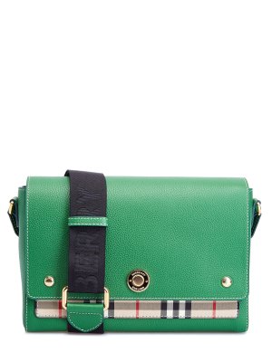 Кожаная сумка через плечо в клетку Vintage Check BURBERRY. Цвет: зеленый