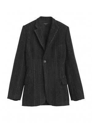 Шерстяной однобортный пиджак в полоску Laurence Rag & Bone, цвет grey stripe bone